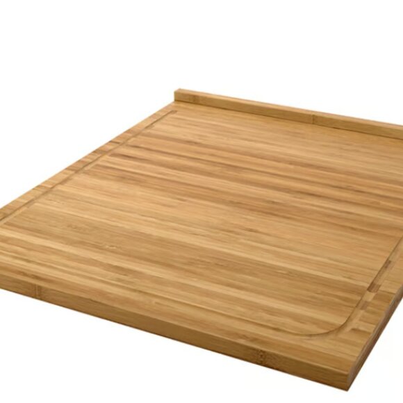 Large Lip Ditch Kitchen Food Cutting Board Tan Bamboo 21 x 18 - Picture 3 of 5